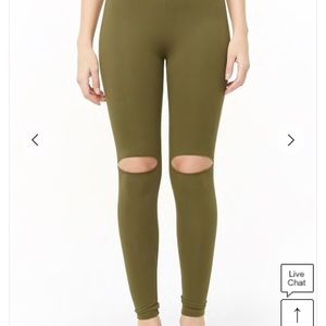 Olive cut out knees legging forever 21